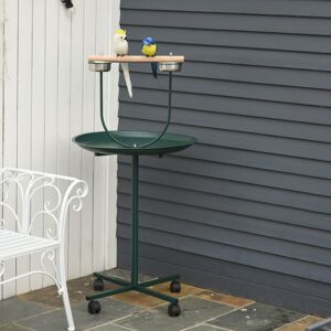 NFusion Aviary Four-Wheel Bird Perch Stand with Feeding Bowls Crafted from Stainless Steel and Fir Wood. Green 122.00cm H X 60.00cm W X 60.00cm D NFusion Aviary Four-Wheel Bird Perch Stand with Feeding Bowls Crafted from Stainless Steel and Fir Wood. Green 122.00cm H X 60.00cm W X 60.00cm D