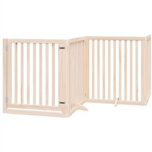 Archie & Oscar Dog Gate With Door Foldable 6 Panels Black 300 Cm Poplar Wood Beige 90cm H x 480cm W x 2cm D Archie & Oscar Dog Gate With Door Foldable 6 Panels Black 300 Cm Poplar Wood Beige 90cm H x 480cm W x 2cm D