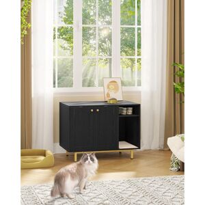 Archie & Oscar Cat Litter Box Enclosure, Hidden Litter Box Furniture with Scratching Mat, Wooden Pet House Side End Table, Tall Legs, Double Doors, 80 x 50 x 61 cm, Black 61cm H X 80cm W X 50cm D Archie & Oscar Cat Litter Box Enclosure, Hidden Litter Box Furniture with Scratching Mat, Wooden Pet House Side End Table, Tall Legs, Double Doors, 80 x 50 x 61 cm, Black 61cm H X 80cm W X 50cm D