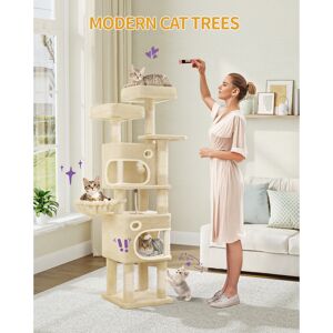 17 Stories 159 cm Cat Tree for Indoor Cats, Cat Tower, Multi-Level Cats Condo with 8 Scratching Posts, 3 Platforms, 2 Caves, Basket, Plush Balls, Sisal Rope, Ant Beige 159cm H X 50cm W X 40cm D 17 Stories 159 cm Cat Tree for Indoor Cats, Cat Tower, Multi-Level Cats Condo with 8 Scratching Posts, 3 Platforms, 2 Caves, Basket, Plush Balls, Sisal Rope, Ant Beige 159cm H X 50cm W X 40cm D
