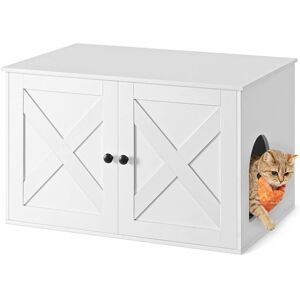 Fleur De Lis Living Cat Litter Box Enclosure, Hidden Furniture with Removable Divider, End Table, Indoor Cat House White 50cm H X 50cm W X 53cm D Fleur De Lis Living Cat Litter Box Enclosure, Hidden Furniture with Removable Divider, End Table, Indoor Cat House White 50cm H X 50cm W X 53cm D