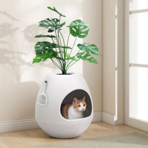 Archie & Oscar Cat Litter Box With Plant, 2x Litter Box Liners & Scoop, Large Hidden Enclosure Litter Tray Litter Box, Diy Artificial Plant Litter Box Enclosure Furn White 14.5cm H X 48cm W X 48cm D Archie & Oscar Cat Litter Box With Plant, 2x Litter Box Liners & Scoop, Large Hidden Enclosure Litter Tray Litter Box, Diy Artificial Plant Litter Box Enclosure Furn White 14.5cm H X 48cm W X 48cm D