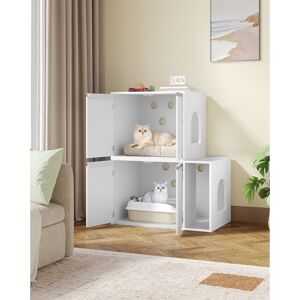 Archie & Oscar Cat Litter Box Enclosure for 2 Cats, Hidden Litter Box Furniture Cabinet, Double Layer Indoor Cat House, Can be Used as TV Cabinet, 140 x 48.3 x 48 cm White 48cm H X 140cm W X 48.3cm D Archie & Oscar Cat Litter Box Enclosure for 2 Cats, Hidden Litter Box Furniture Cabinet, Double Layer Indoor Cat House, Can be Used as TV Cabinet, 140 x 48.3 x 48 cm White 48cm H X 140cm W X 48.3cm D
