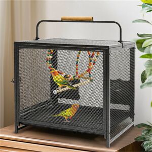 Archie & Oscar Gelsey 56cm Iron Play Top Table Top Bird Cage with Perch Black 56cm H X 58cm W X 46cm D Archie & Oscar Gelsey 56cm Iron Play Top Table Top Bird Cage with Perch Black 56cm H X 58cm W X 46cm D