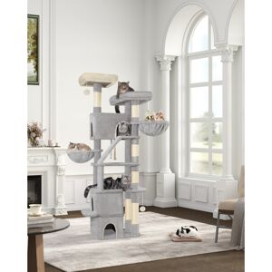 Archie & Oscar 185 cm Cat Tree, Large Cat Tower for Indoor Cats, Cats House Furniture with Scratching Ramp, 2 Platforms, 3 Condos, 6 Scratching Posts, 2 Baskets, Pom Light grey 185cm H X 53cm W X 42cm D Archie & Oscar 185 cm Cat Tree, Large Cat Tower for Indoor Cats, Cats House Furniture with Scratching Ramp, 2 Platforms, 3 Condos, 6 Scratching Posts, 2 Baskets, Pom Light grey 185cm H X 53cm W X 42cm D