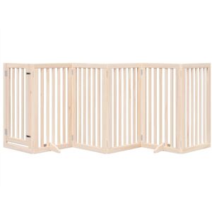 Archie & Oscar Dog Gate With Door Foldable 6 Panels Black 300 Cm Poplar Wood Beige 90cm H x 300cm W x 2cm D Archie & Oscar Dog Gate With Door Foldable 6 Panels Black 300 Cm Poplar Wood Beige 90cm H x 300cm W x 2cm D