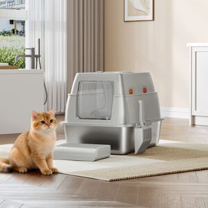 Archie & Oscar Stainless Steel Cat Litter Tray with Lid, Enclosed Cat Litter Box, 180° Hinged Lid, Includes Pedal and Scoop, Easy to Clean, Modular Design, 61 L x 41 Light Grey 40cm H X 61cm W X 41cm D Archie & Oscar Stainless Steel Cat Litter Tray with Lid, Enclosed Cat Litter Box, 180° Hinged Lid, Includes Pedal and Scoop, Easy to Clean, Modular Design, 61 L x 41 Light Grey 40cm H X 61cm W X 41cm D