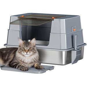 Archie & Oscar Stainless Steel Cat Litter Tray with Lid, XXXL Enclosed Removable Metal Cat Litter Box, 70 x 50 x 45 cm, 105° Foldable Lid, Includes Pedal and Scoop, Dark Grey 45cm H X 70cm W X 50cm D Archie & Oscar Stainless Steel Cat Litter Tray with Lid, XXXL Enclosed Removable Metal Cat Litter Box, 70 x 50 x 45 cm, 105° Foldable Lid, Includes Pedal and Scoop, Dark Grey 45cm H X 70cm W X 50cm D