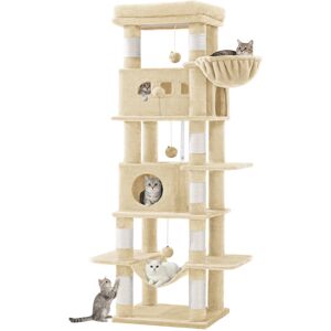 17 Stories Cat Tree for Indoor Cats, Large Tall Cat Tower, Multi-Level Cats House with Condo, 8 Scratching Posts, Hammock, 4 Pom Poms Beige 170cm H x 50cm W x 40cm D 17 Stories Cat Tree for Indoor Cats, Large Tall Cat Tower, Multi-Level Cats House with Condo, 8 Scratching Posts, Hammock, 4 Pom Poms Beige 170cm H x 50cm W x 40cm D