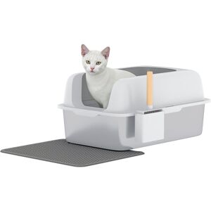 Archie & Oscar Charliann Stainless Steel Litter Box with Scoop Grey 30cm H X 40cm W X 60cm D Archie & Oscar Charliann Stainless Steel Litter Box with Scoop Grey 30cm H X 40cm W X 60cm D