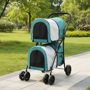 Balconera Double-Decker Dog Stroller, Pet Buggy, Capacity Up To 30Kg, Foldable Dog Carrier With Mesh Windows Green 98cm H X 52cm W X 72cm D Balconera Double-Decker Dog Stroller, Pet Buggy, Capacity Up To 30Kg, Foldable Dog Carrier With Mesh Windows Green 98cm H X 52cm W X 72cm D