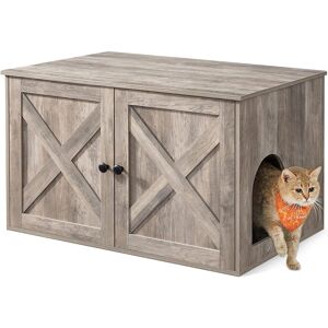 Fleur De Lis Living Cat Litter Box Enclosure, Hidden Furniture with Removable Divider, End Table, Indoor Cat House Heather Greige 50cm H X 50cm W X 53cm D Fleur De Lis Living Cat Litter Box Enclosure, Hidden Furniture with Removable Divider, End Table, Indoor Cat House Heather Greige 50cm H X 50cm W X 53cm D