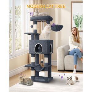 17 Stories 149 cm Cat Tree for Indoor Cats, Cat Tower with Large Hiding Cave, Scratching Post with Large Platforms, Multi-Level Cats Activity Center, Sisal Rope, Dark Grey 149cm H X 45cm W X 40cm D 17 Stories 149 cm Cat Tree for Indoor Cats, Cat Tower with Large Hiding Cave, Scratching Post with Large Platforms, Multi-Level Cats Activity Center, Sisal Rope, Dark Grey 149cm H X 45cm W X 40cm D