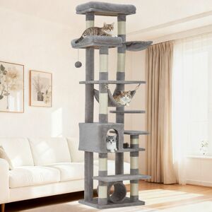 Archie & Oscar 74" Tall Cat Tree for Large Cats with Scratching Posts, Condo, Perches, Hammock, Tunnel & Feeding Station Grey 188cm H X 48cm W X 40cm D Archie & Oscar 74" Tall Cat Tree for Large Cats with Scratching Posts, Condo, Perches, Hammock, Tunnel & Feeding Station Grey 188cm H X 48cm W X 40cm D