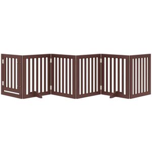 Archie & Oscar Dog Gate With Door Foldable 6 Panels Black 300 Cm Poplar Wood Brown 60cm H x 300cm W x 2cm D Archie & Oscar Dog Gate With Door Foldable 6 Panels Black 300 Cm Poplar Wood Brown 60cm H x 300cm W x 2cm D