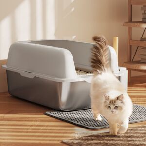 Archie & Oscar Charliann Stainless Steel Litter Box with Scoop White 30cm H X 40cm W X 60cm D Archie & Oscar Charliann Stainless Steel Litter Box with Scoop White 30cm H X 40cm W X 60cm D