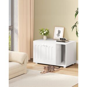 Archie & Oscar Cat Litter Box Enclosure, Hidden Litter Box Cabinet Furniture with Legs, Wooden Cat Litter Cupboard with 2 Door and Independent Partition, Modern Styl White 51cm H X 80cm W X 48cm D Archie & Oscar Cat Litter Box Enclosure, Hidden Litter Box Cabinet Furniture with Legs, Wooden Cat Litter Cupboard with 2 Door and Independent Partition, Modern Styl White 51cm H X 80cm W X 48cm D