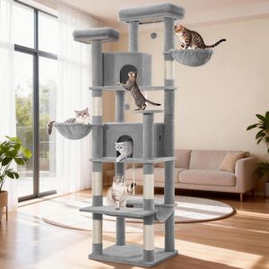 Archie & Oscar Cat Tree for Large Cats, 175cm/216cm Cat Tower, Multi-Level Cats Climbing Tower with Scratching Posts, 2 Comfy Condos, 2 Perches, 2 Baskets, Hammock, Light Grey 60 x 50 x 216 cm Archie & Oscar Cat Tree for Large Cats, 175cm/216cm Cat Tower, Multi-Level Cats Climbing Tower with Scratching Posts, 2 Comfy Condos, 2 Perches, 2 Baskets, Hammock, Light Grey 60 x 50 x 216 cm