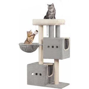 17 Stories 98cm Cat Tree, Cat Tower for Indoor Cats, Multi-Level Cats House Furniture with Scratching Post, 2 Caves, Large Platform, Scratching Ramp, Pompom Light Grey 98cm H X 55cm W X 30cm D 17 Stories 98cm Cat Tree, Cat Tower for Indoor Cats, Multi-Level Cats House Furniture with Scratching Post, 2 Caves, Large Platform, Scratching Ramp, Pompom Light Grey 98cm H X 55cm W X 30cm D