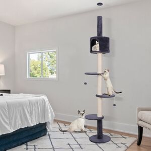 Archie & Oscar Floor To Ceiling Cat Tree, Cat Tower Climbing Scratching Post Condo, Cat Kitten Activity Center Blue 220cm H X 40cm W X 40cm D Archie & Oscar Floor To Ceiling Cat Tree, Cat Tower Climbing Scratching Post Condo, Cat Kitten Activity Center Blue 220cm H X 40cm W X 40cm D