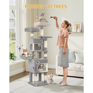 17 Stories 159 cm Cat Tree for Indoor Cats, Cat Tower, Multi-Level Cats Condo with 8 Scratching Posts, 3 Platforms, 2 Caves, Basket, Plush Balls, Sisal Rope, Ant Light Grey 159cm H X 50cm W X 40cm D 17 Stories 159 cm Cat Tree for Indoor Cats, Cat Tower, Multi-Level Cats Condo with 8 Scratching Posts, 3 Platforms, 2 Caves, Basket, Plush Balls, Sisal Rope, Ant Light Grey 159cm H X 50cm W X 40cm D
