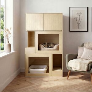 Archie & Oscar Cat Litter Box Enclosure For 2 Cats, Hidden Litter Box Furniture With Filter Board, Wooden Indoor Cat House With Large Cabinet & 2 Glass Doors For Liv Clear 140cm H X 80cm W X 50cm D Archie & Oscar Cat Litter Box Enclosure For 2 Cats, Hidden Litter Box Furniture With Filter Board, Wooden Indoor Cat House With Large Cabinet & 2 Glass Doors For Liv Clear 140cm H X 80cm W X 50cm D