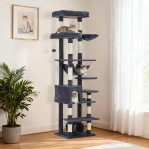 Archie & Oscar 74" Tall Cat Tree for Large Cats with Scratching Posts, Condo, Perches, Hammock, Tunnel & Feeding Station Navy 188cm H X 48cm W X 40cm D Archie & Oscar 74" Tall Cat Tree for Large Cats with Scratching Posts, Condo, Perches, Hammock, Tunnel & Feeding Station Navy 188cm H X 48cm W X 40cm D
