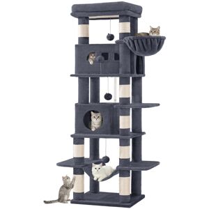 17 Stories Cat Tree for Indoor Cats, Large Tall Cat Tower, Multi-Level Cats House with Condo, 8 Scratching Posts, Hammock, 4 Pom Poms Dark Grey 170cm H x 50cm W x 40cm D 17 Stories Cat Tree for Indoor Cats, Large Tall Cat Tower, Multi-Level Cats House with Condo, 8 Scratching Posts, Hammock, 4 Pom Poms Dark Grey 170cm H x 50cm W x 40cm D