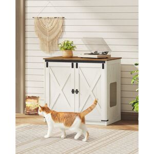 Lily Manor Cat Litter Box Enclosure, Farmhouse Hidden Litter Box Cabinet Furniture with 2 Door, Indoor Cat House with Adjustable Dividers, 80 x 50 x 79.5cm, Rust Rustic Brown and White 79.5cm H X 80cm W X 50cm D Lily Manor Cat Litter Box Enclosure, Farmhouse Hidden Litter Box Cabinet Furniture with 2 Door, Indoor Cat House with Adjustable Dividers, 80 x 50 x 79.5cm, Rust Rustic Brown and White 79.5cm H X 80cm W X 50cm D