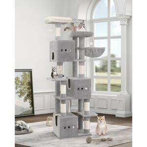 Archie & Oscar 193 cm Cat Tree, Large Cat Tower for Indoor Cats, Multi-Level Cats House Furniture with 2 Platforms, 3 Condos, 7 Scratching Posts, 1 Basket, 3 Caves, Light grey 193cm H X 55cm W X 43cm D Archie & Oscar 193 cm Cat Tree, Large Cat Tower for Indoor Cats, Multi-Level Cats House Furniture with 2 Platforms, 3 Condos, 7 Scratching Posts, 1 Basket, 3 Caves, Light grey 193cm H X 55cm W X 43cm D