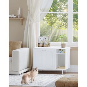 Archie & Oscar Cat Litter Box Enclosure, Hidden Litter Box Furniture with Scratching Mat, Wooden Pet House Side End Table, Tall Legs, Double Doors, 80 x 50 x 61 cm, White 61cm H X 80cm W X 50cm D Archie & Oscar Cat Litter Box Enclosure, Hidden Litter Box Furniture with Scratching Mat, Wooden Pet House Side End Table, Tall Legs, Double Doors, 80 x 50 x 61 cm, White 61cm H X 80cm W X 50cm D