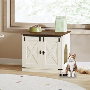 Archie & Oscar Cat Litter Box Enclosure, Hidden Litter Box Furniture with Detachable Dividers, Reversible Entrance Left or Right Side, Wooden Cat House, 60 x 50 x 54 Rustic Brown and White 54cm H X 60cm W X 50cm D Archie & Oscar Cat Litter Box Enclosure, Hidden Litter Box Furniture with Detachable Dividers, Reversible Entrance Left or Right Side, Wooden Cat House, 60 x 50 x 54 Rustic Brown and White 54cm H X 60cm W X 50cm D