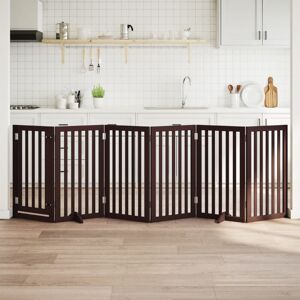 Archie & Oscar Dog Gate With Door Foldable 6 Panels Black 300 Cm Poplar Wood Brown 90cm H x 300cm W x 2cm D Archie & Oscar Dog Gate With Door Foldable 6 Panels Black 300 Cm Poplar Wood Brown 90cm H x 300cm W x 2cm D
