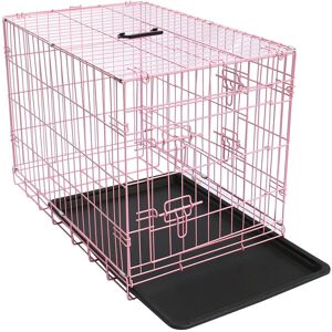 Archie & Oscar Branford Pet Puppy Cage Dog Animal Crate Foldable Transport Carrier with Tray Pink 76cm H x 106cm W x 68cm D Archie & Oscar Branford Pet Puppy Cage Dog Animal Crate Foldable Transport Carrier with Tray Pink 76cm H x 106cm W x 68cm D