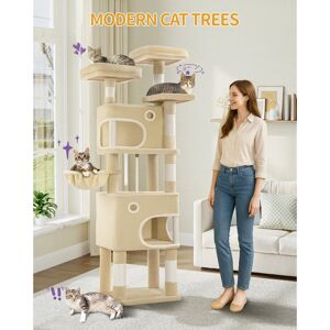 17 Stories 180 cm Cat Tree for Indoor Cats, Cat Tower, Multi-Level Cats Condo with 8 Scratching Posts, 3 Platforms, 2 Caves, Basket, Plush Balls, Sisal Rope, Ant Beige 180cm H X 50cm W X 40cm D 17 Stories 180 cm Cat Tree for Indoor Cats, Cat Tower, Multi-Level Cats Condo with 8 Scratching Posts, 3 Platforms, 2 Caves, Basket, Plush Balls, Sisal Rope, Ant Beige 180cm H X 50cm W X 40cm D