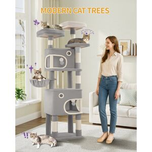 17 Stories 180 cm Cat Tree for Indoor Cats, Cat Tower, Multi-Level Cats Condo with 8 Scratching Posts, 3 Platforms, 2 Caves, Basket, Plush Balls, Sisal Rope, Ant Light Grey 180cm H X 50cm W X 40cm D 17 Stories 180 cm Cat Tree for Indoor Cats, Cat Tower, Multi-Level Cats Condo with 8 Scratching Posts, 3 Platforms, 2 Caves, Basket, Plush Balls, Sisal Rope, Ant Light Grey 180cm H X 50cm W X 40cm D