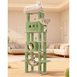 17 Stories Cat Tree for Indoor Cats, Large Tall Cat Tower, Multi-Level Cats House with Condo, 8 Scratching Posts, Hammock, 4 Pom Poms Light Grey 170cm H x 50cm W x 40cm D 17 Stories Cat Tree for Indoor Cats, Large Tall Cat Tower, Multi-Level Cats House with Condo, 8 Scratching Posts, Hammock, 4 Pom Poms Light Grey 170cm H x 50cm W x 40cm D
