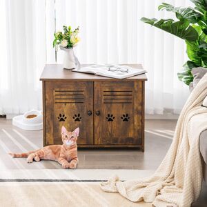 Archie & Oscar 3-in-1 Cat Litter Box Enclosure Side Entrance Cat House End Table Double Doors Brown 51cm H X 70cm W X 52cm D Archie & Oscar 3-in-1 Cat Litter Box Enclosure Side Entrance Cat House End Table Double Doors Brown 51cm H X 70cm W X 52cm D