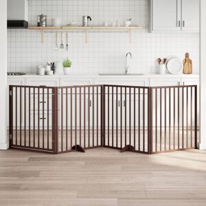 Archie & Oscar Dog Gate With Door Foldable 4 Panels White 320 Cm Poplar Wood Brown 90cm H x 320cm W x 2cm D Archie & Oscar Dog Gate With Door Foldable 4 Panels White 320 Cm Poplar Wood Brown 90cm H x 320cm W x 2cm D