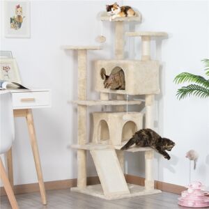 Yaheetech 139cm Cat Condo Beige 146cm H X 48.5cm W X 48.5cm D Yaheetech 139cm Cat Condo Beige 146cm H X 48.5cm W X 48.5cm D