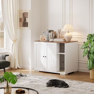 Archie & Oscar Litter Box Enclosure for Self-Cleaning, Large Cat Cabinet with Power Outlet and Dog-Proof Shelf, Scratching Mat, End Table Design, Compatible with Mos White 83.6cm H X 100cm W X 66cm D Archie & Oscar Litter Box Enclosure for Self-Cleaning, Large Cat Cabinet with Power Outlet and Dog-Proof Shelf, Scratching Mat, End Table Design, Compatible with Mos White 83.6cm H X 100cm W X 66cm D