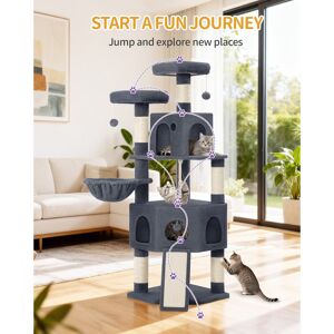 17 Stories Cat Tree for Indoor Cats, 174cm Cat Tower for Large Cats, 2 Platforms, 2 Caves, 4 Sisal Posts, Scratching Board, Cat Basket, Sisal Rope, Heavy-Duty fo Dark Grey 174cm H X 50cm W X 50cm D 17 Stories Cat Tree for Indoor Cats, 174cm Cat Tower for Large Cats, 2 Platforms, 2 Caves, 4 Sisal Posts, Scratching Board, Cat Basket, Sisal Rope, Heavy-Duty fo Dark Grey 174cm H X 50cm W X 50cm D