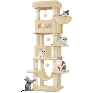 17 Stories Cat Tree for Indoor Cats, Large Tall Cat Tower, Multi-Level Cats House with Condo, 8 Scratching Posts, Hammock, 4 Pom Poms Beige 170cm H x 50cm W x 40cm D 17 Stories Cat Tree for Indoor Cats, Large Tall Cat Tower, Multi-Level Cats House with Condo, 8 Scratching Posts, Hammock, 4 Pom Poms Beige 170cm H x 50cm W x 40cm D