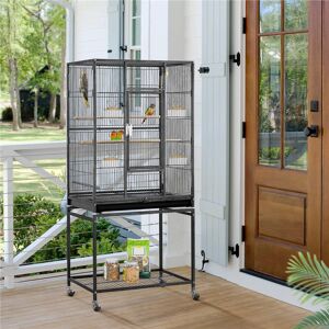 Yaheetech Wrought Iron Standing Large Parrot Parakeet Flight Bird Cage Black 136cm H X 62cm W X 43cm D Yaheetech Wrought Iron Standing Large Parrot Parakeet Flight Bird Cage Black 136cm H X 62cm W X 43cm D