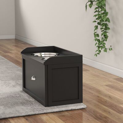 PawHut Stainless Steel Raised Dog Bowl with 21L Storage Drawer for Large Dogs Black 36cm H X 60cm W X 30cm D PawHut Stainless Steel Raised Dog Bowl with 21L Storage Drawer for Large Dogs Black 36cm H X 60cm W X 30cm D