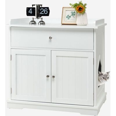 Archie & Oscar Mahan Litter Box Enclosure White 74cm H X 76cm W X 53cm D Archie & Oscar Mahan Litter Box Enclosure White 74cm H X 76cm W X 53cm D