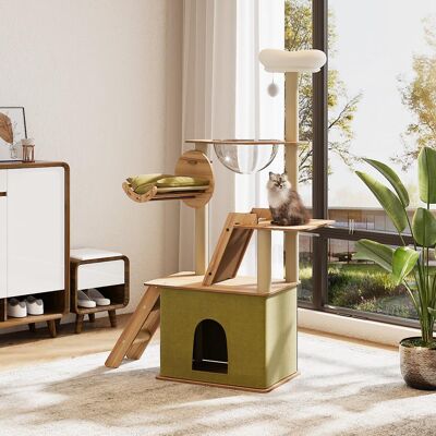 Archie & Oscar Luxurious Cat Tower Set with Scratching Board Green;Yellow 145cm H X 55cm W X 40cm D Archie & Oscar Luxurious Cat Tower Set with Scratching Board Green;Yellow 145cm H X 55cm W X 40cm D