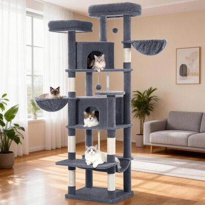 Archie & Oscar Cat Tree for Large Cats, 175cm/216cm Cat Tower, Multi-Level Cats Climbing Tower with Scratching Posts, 2 Comfy Condos, 2 Perches, 2 Baskets, Hammock, Dark Grey 50 x 40 x 175 cm Archie & Oscar Cat Tree for Large Cats, 175cm/216cm Cat Tower, Multi-Level Cats Climbing Tower with Scratching Posts, 2 Comfy Condos, 2 Perches, 2 Baskets, Hammock, Dark Grey 50 x 40 x 175 cm