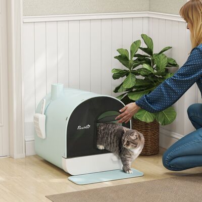 PawHut Plastic Litter Box Enclosure with Scoop Green 47cm H X 44cm W X 43cm D PawHut Plastic Litter Box Enclosure with Scoop Green 47cm H X 44cm W X 43cm D