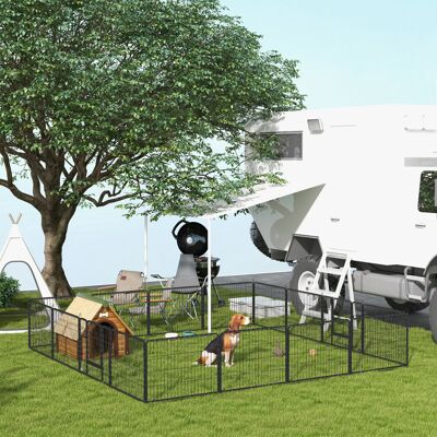 PawHut 60cm H Panel Metal Pet Barrier With Door Gray 60cm H x 80cm W x 150cm D PawHut 60cm H Panel Metal Pet Barrier With Door Gray 60cm H x 80cm W x 150cm D